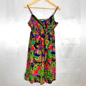 Boho Floral Maxi Dress Bright Multicolor Festival‎ Vacation Style Size Medium ✨